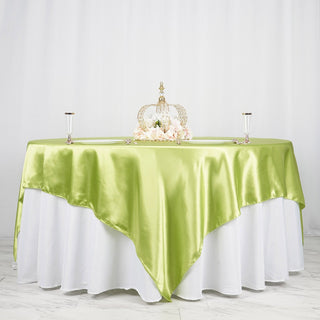 Apple Green Seamless Satin Square Table Overlay
