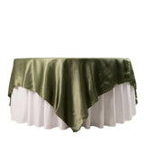 Dusty Sage Green Satin Overlay Seamless Square Table Overlay