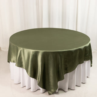 <h3 style="margin-left:0px;"><strong>Sophisticated Dusty Sage Green Satin Table Overlay for Elegant Event Décor</strong>