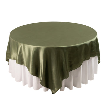 90" Dusty Sage Green Satin Overlay Seamless Square Table Overlay