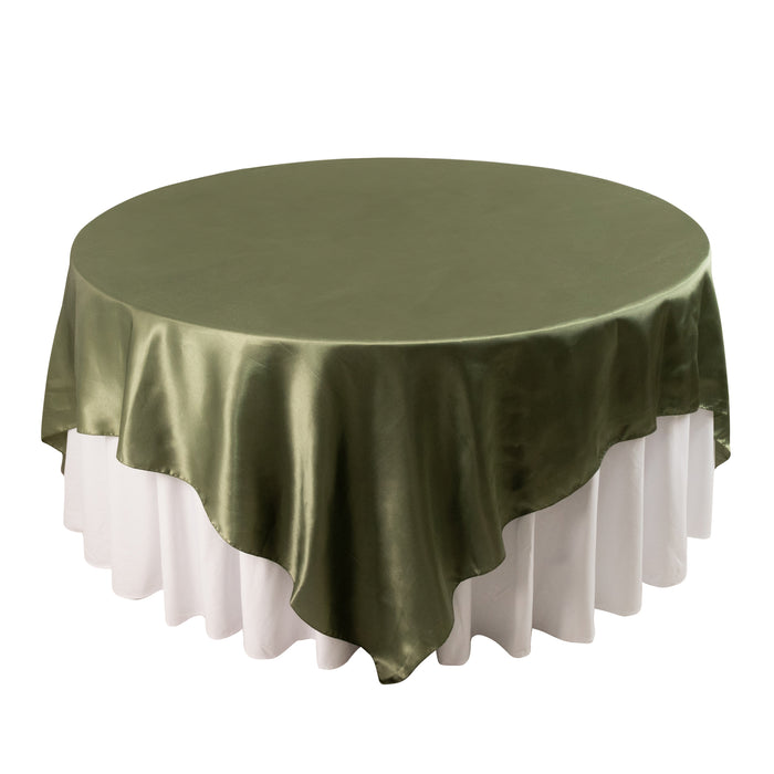 Dusty Sage Green Satin Overlay Seamless Square Table Overlay