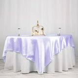 90inch x 90inch Lavender Lilac Seamless Satin Square Table Overlay