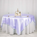 90inch x 90inch Lavender Lilac Seamless Satin Square Table Overlay