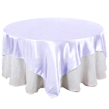 90"x90" Lavender Lilac Seamless Satin Square Table Overlay