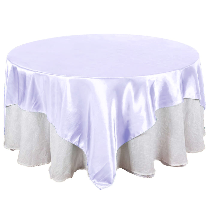 90inch x 90inch Lavender Lilac Seamless Satin Square Table Overlay