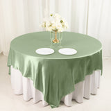 90inch Sage Green Satin Overlay Seamless Square Table Overlays