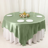 90inch Sage Green Satin Overlay Seamless Square Table Overlays