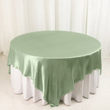 90inch Sage Green Satin Overlay Seamless Square Table Overlays