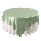 90inch Sage Green Satin Overlay Seamless Square Table Overlays