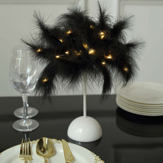 Elegant and Versatile: 15" LED Black Feather Table Lamp