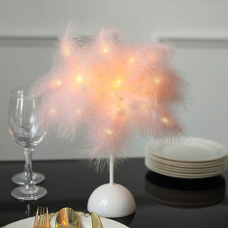Elegant Blush Feather LED Table Lamp for Stunning Wedding Centerpieces
