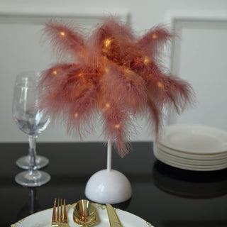 Elegant and Versatile: 15" LED Cinnamon Rose Feather Table Lamp