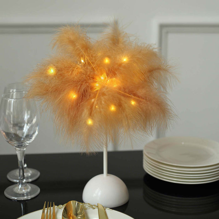 15inch LED Natural Feather Table Lamp Wedding Centerpiece