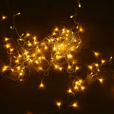 Warm White 600 LED Twinkle Fairy Lights with 8 Modes, Plug In Connectable Curtain String#whtbkgd