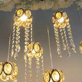 LED Hanging Crystal String Lights – Gold Oval Frame with Teardrop Pendants, Warm White Plug