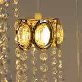 LED Hanging Crystal String Lights – Gold Oval Frame with Teardrop Pendants, Warm White Plug