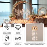 LED Hanging Crystal String Lights – Gold Oval Frame with Teardrop Pendants, Warm White Plug