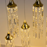 LED Hanging Crystal String Lights – Gold Bell Frame with Prism Pendants, Warm White Plug-in