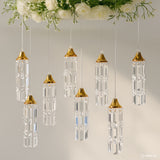 LED Hanging Crystal String Lights – Gold Bell Frame with Prism Pendants, Warm White Plug-in