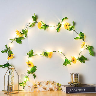 Add a Touch of Warmth with the 8ft Warm White 20 LED Artificial Sunflower Garland Vine Lights