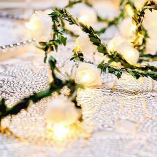 Elevate Your Decor with the Warm White Glow of LED Artificial Rose Garland Lights