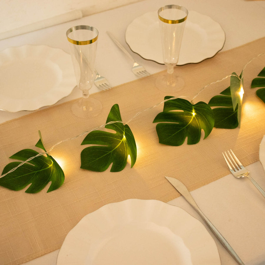 10ft Warm White LED Artificial Tropical Palm Leaf Vine String Lights