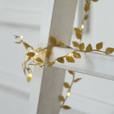 15ft Warm White 40 LED Metallic Gold Leaf String Lights Hanging Vine