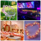 Artificial Cherry Blossom Garland LED String Lights, Warm White 20 LEDs Battery Operated Hanging 6ft