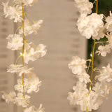 Artificial Cherry Blossom Garland LED String Lights, Warm White 20 LEDs Battery Operated Hanging 6ft