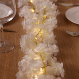 Artificial Cherry Blossom Garland LED String Lights, Warm White 20 LEDs Battery Operated Hanging 6ft