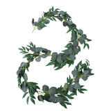 6ft Artificial Eucalyptus Leaf Garland Fairy Lights, Warm White 20 LED Battery Operated#whtbkgd