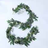 6ft Artificial Eucalyptus Leaf Garland Fairy Lights, Warm White 20 LED Battery Operated String Light