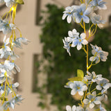 2 Pack Blue Jasmine Silk Flower Garland Fairy Lights, 6ft Warm White Battery Operated LED String