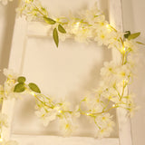 2 Pack White Jasmine Silk Flower Garland Fairy Lights, 6ft Warm White Battery Operated LED String