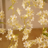 2 Pack White Jasmine Silk Flower Garland Fairy Lights, 6ft Warm White Battery Operated LED String