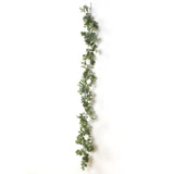 6ft Lighted Eucalyptus Garland with Ivory Roses & Battery-Operated Fairy Lights