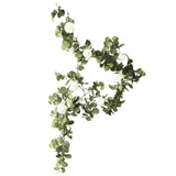 6ft Lighted Eucalyptus Garland with Ivory Roses & Battery-Operated Fairy Lights#whtbkgd