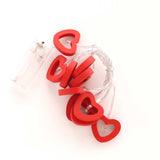 5ft Red Wooden Heart LED String Lights, Warm White Battery Operated Hanging Fairy Lights#whtbkgd