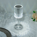 10inch LED Crystal Cylinder Color Changing Rechargeable Table Lamp, Cordless RGB Touch Control