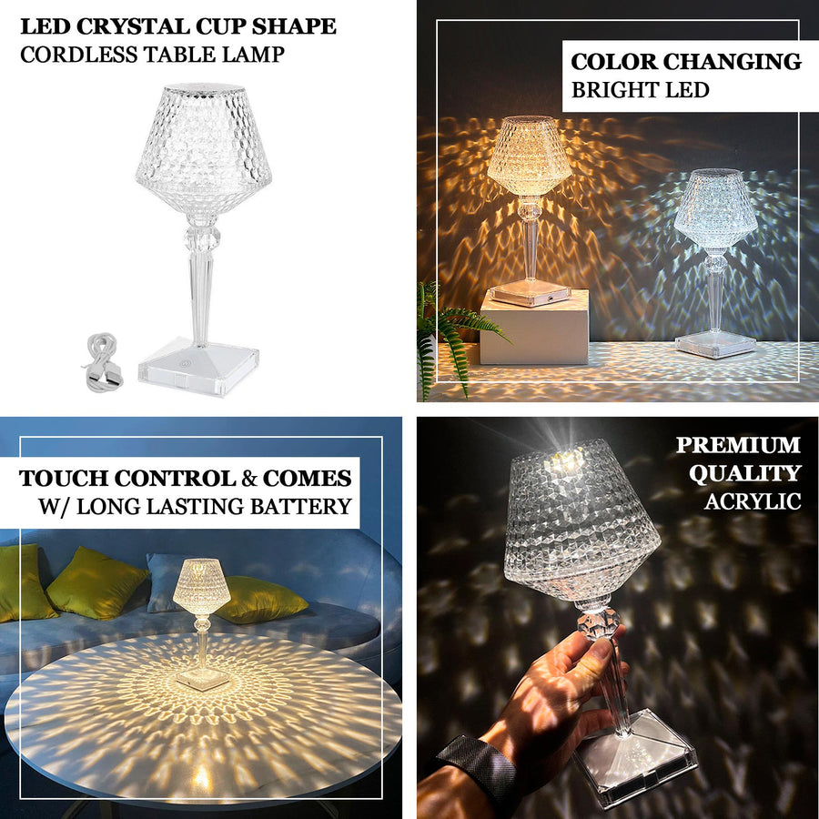 10inch LED Acrylic Crystal Cup Shape Touch Control Lampshade Table Lamp