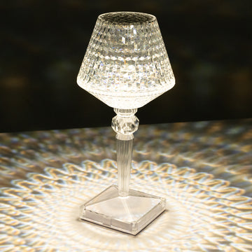 10" LED Acrylic Crystal Cup Shape Touch Control Lampshade Table Lamp, Color Changing Cordless Rechargeable Accent Lamp