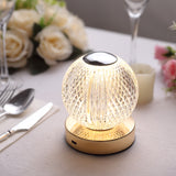 5inch Diamond Cut Crystal Ball Dimmable LED Centerpiece Lamp Touch Control, Rechargeable