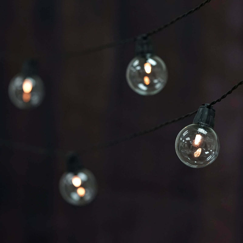 String lights with glowing bulbs