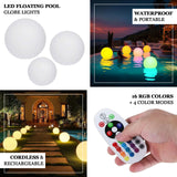 LED floating pool globe lights, waterproof, portable, cordless, and rechargeable.