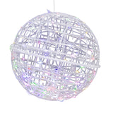 Colorful decorative globe light with intricate woven design
