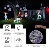 4 Pack LED Lighted Decorative Sphere Balls – White Woven Rattan Orbs