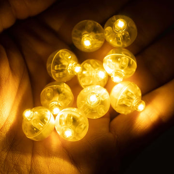 50 Pack Warm White Round Mini LED Balls, Waterproof Battery Operated Balloon Lights - 0.5"