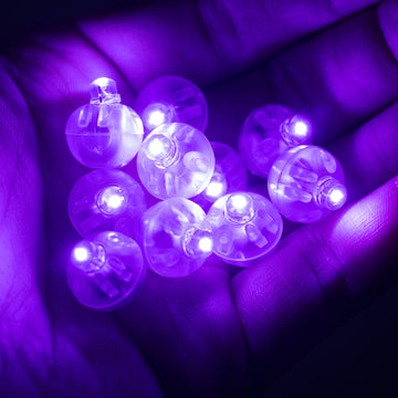 50 Pack Purple Round Mini LED Balls, Waterproof Battery Operated Balloon Lights - 0.5"