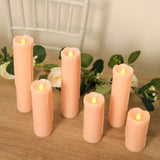 Set of 6 LED Flameless Luminaria Candles Drip Wax Blush - Battery Operated Pillar Lighting