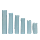 Set of 6 LED Flameless Luminaria Candles Drip Wax Dusty Blue - Battery Operated Pillar#whtbkgd